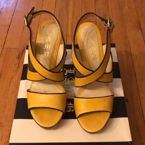 L.A.M.B. Yellow & Black Mirrored Heels 9